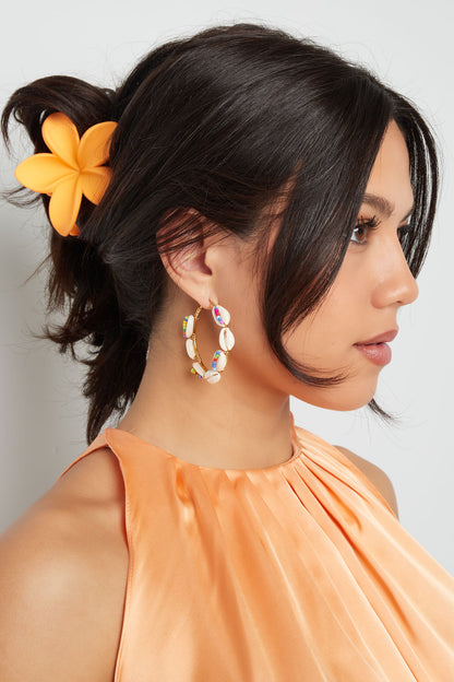 Hair clip flower - cream Plastic