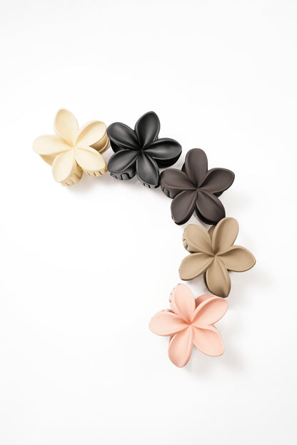 Hair clip flower - cream Plastic