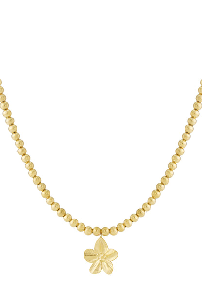 8mm hollow bead necklace with a flower