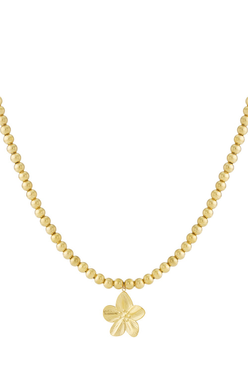8mm hollow bead necklace with a flower