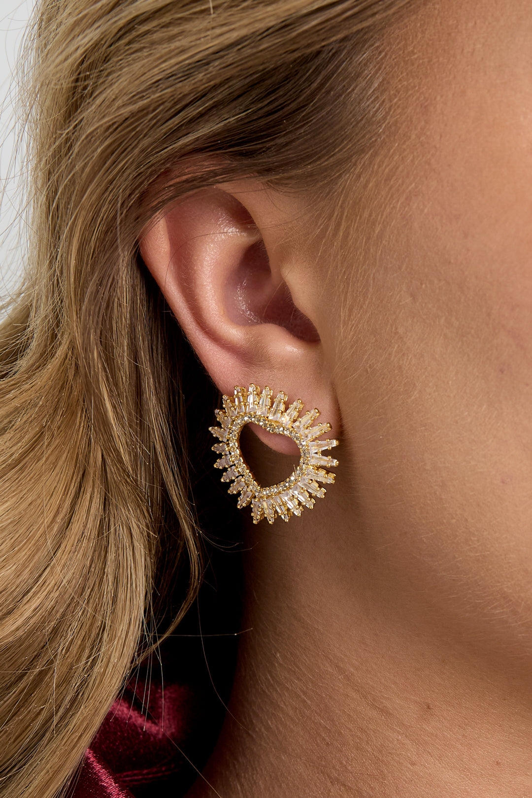 Copper Stud Earrings Heart Elegant Christmas Luxurious Series Women's jewelry