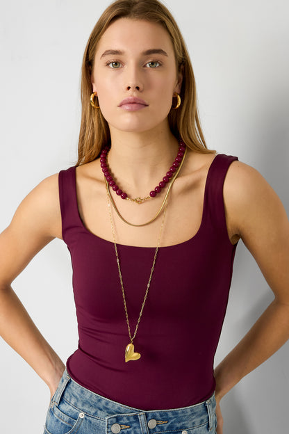 Colored small bead necklace-12mm