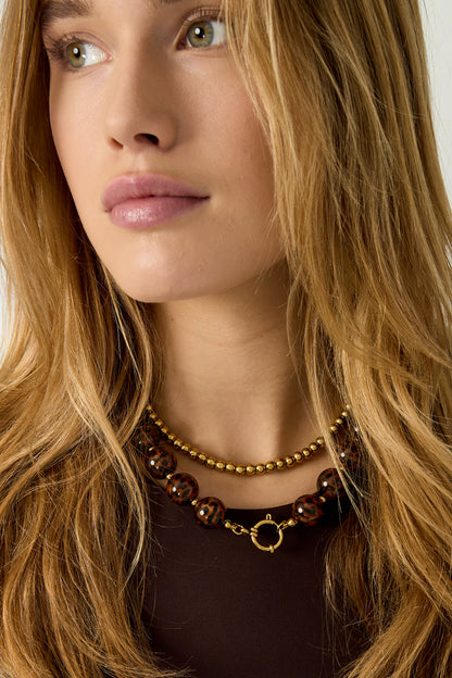 Acrylic Beaded Necklaces Leopard Print Retro Daily Classic Series Women's jewelry-14mm