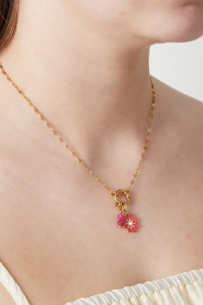 Red flower DIY necklace